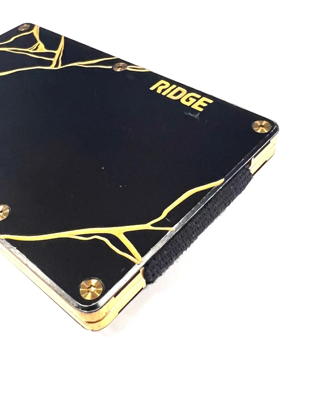 The Ridge RFID Blocking Aluminum Wallet Cash Strap Black/Gold